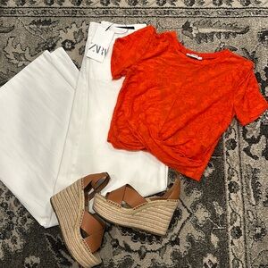 ⭐️Orange Semi-Sheer Zara Crop Top
